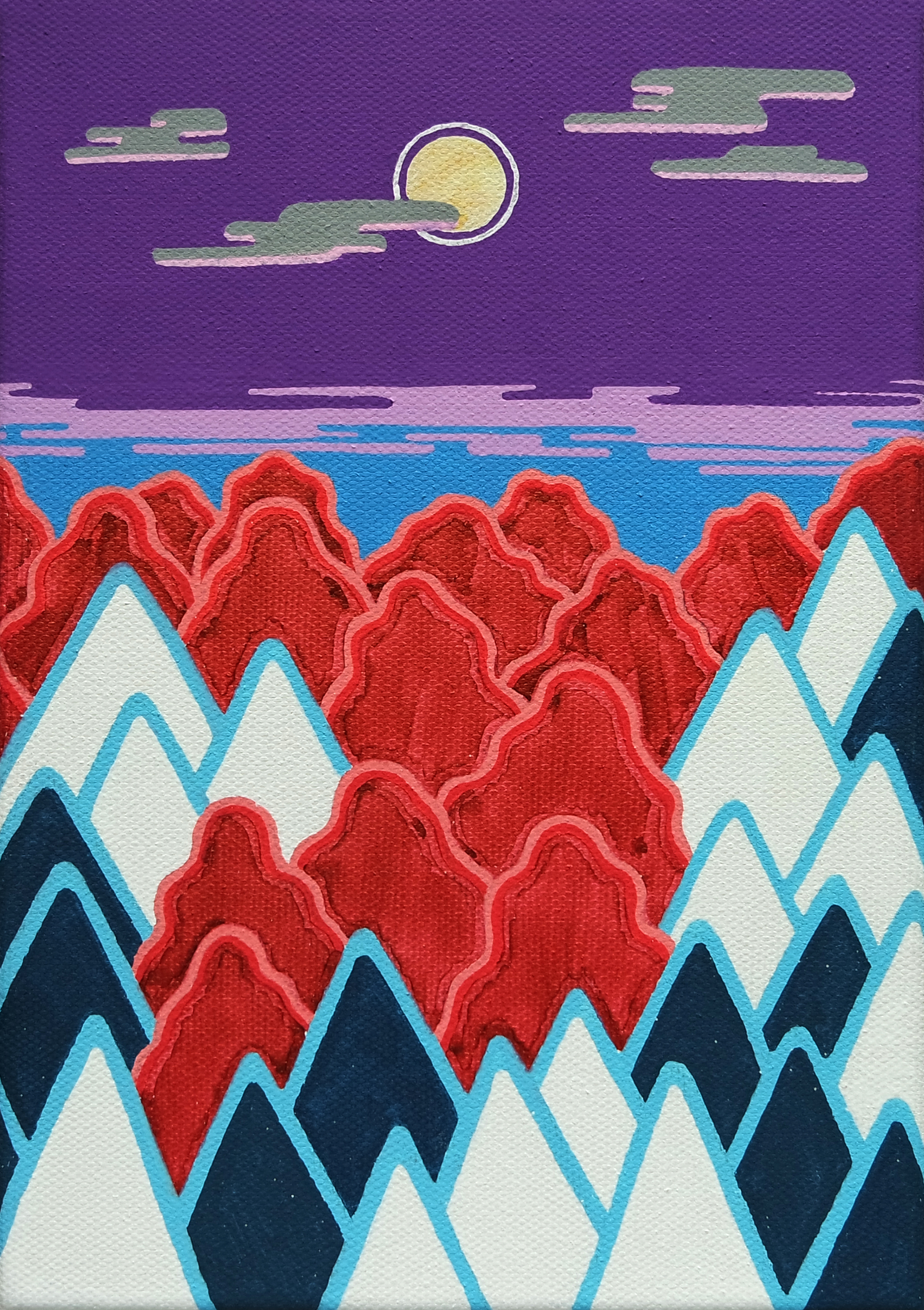 정원(Purple night garden with a moon)